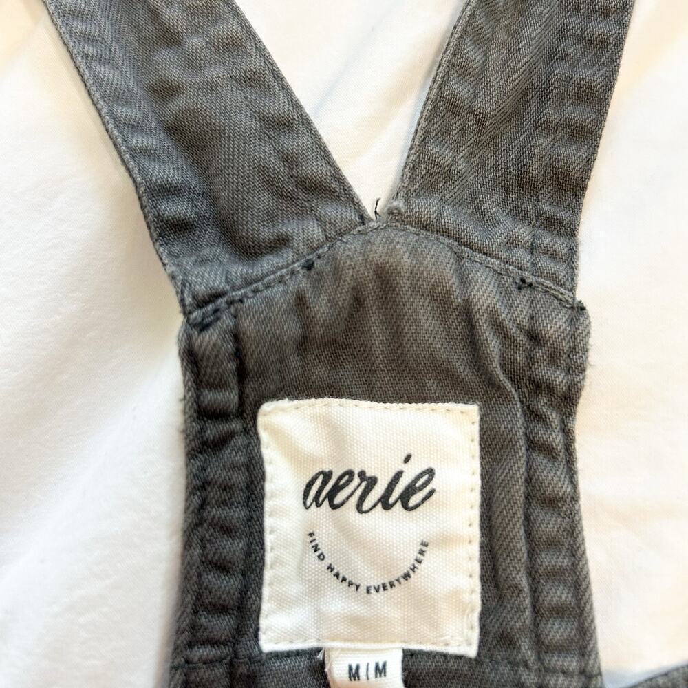Aerie Beach Shortall Black Cotton Overalls Romper Women’s Size M - Picture 6 of 8